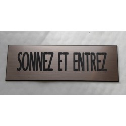 plaque adhésive "SONNEZ ET ENTREZ" couleur cuivre
