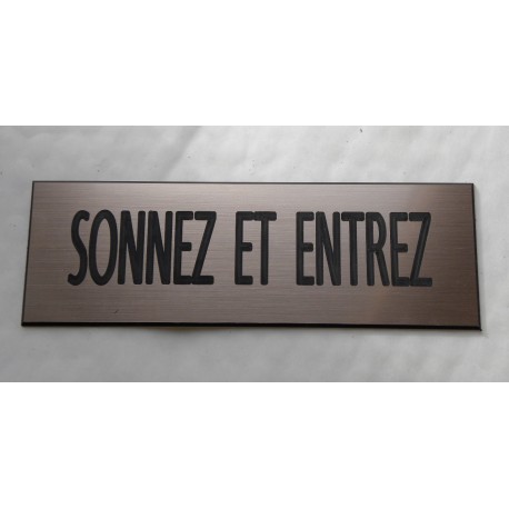 plaque adhésive "SONNEZ ET ENTREZ" couleur cuivre