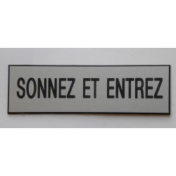 plaque adhésive "SONNEZ ET ENTREZ" argentée