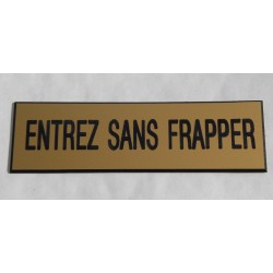 plaque adhésive "ENTREZ SANS FRAPPER" dorée