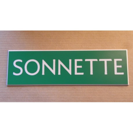plaque autocollante "SONNETTE" verte