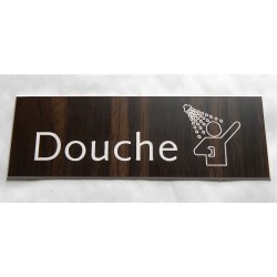 plaque adhésive "DOUCHE" couleur noyer