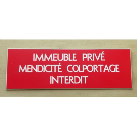 plaque adhésive IMMEUBLE PRIVÉ MENDICITÉ COLPORTAGE INTERDIT