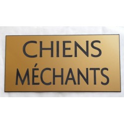 plaque gravée "CHIENS MÉCHANTS" finition biseautée format 48 x 100 mm