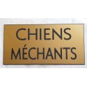 plaque gravée "CHIENS MÉCHANTS" finition biseautée format 75 x 150 mm