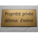 plaque adhésive "Propriété privée défense d'entrer" dorée