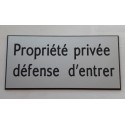 plaque adhésive "Propriété privée défense d'entrer" argentée