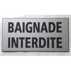 plaque adhésive "BAIGNADE INTERDITE" argentée
