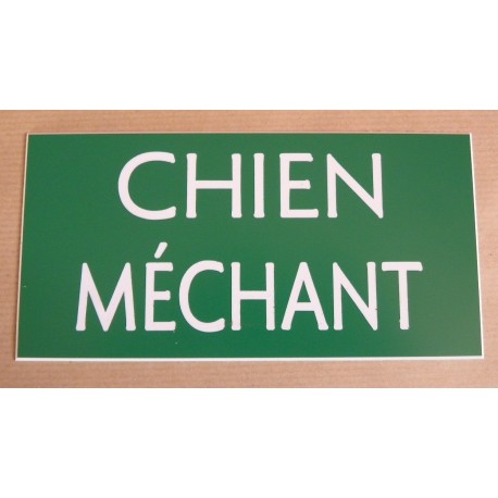 plaque gravée "CHIEN MÉCHANT" finition biseautée format 75 x 150 mm