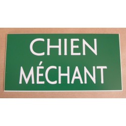 plaque gravée "CHIEN MÉCHANT" finition biseautée format 48 x 100 mm