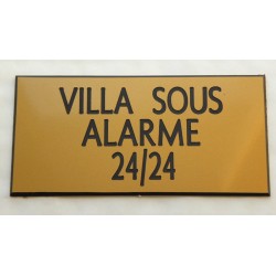 plaque adhésive "VILLA SOUS ALARME 24/24" dorée