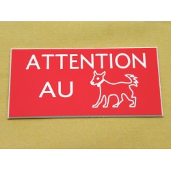 plaque gravée "ATTENTION CHIEN" finition biseautée format 48 x 100 mm