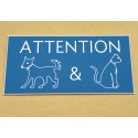 plaque gravée "ATTENTION CHIEN ET CHAT" finition biseautée format 48 x 100 mm