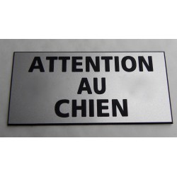 plaque gravée "ATTENTION AU CHIEN" finition biseautée format 48 x 100 mm