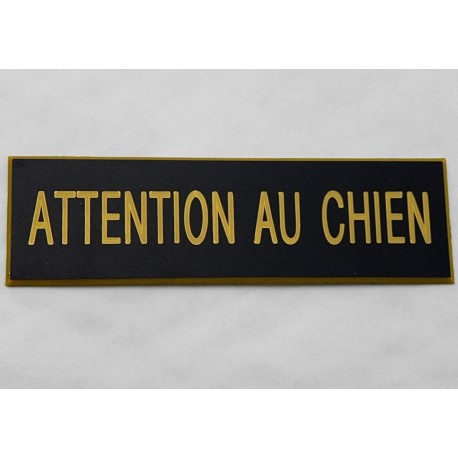 plaque gravée "ATTENTION AU CHIEN" finition biseautée format 50 x 150 mm