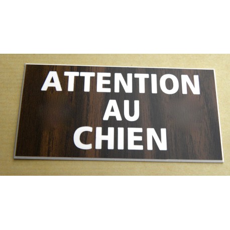 plaque gravée "ATTENTION AU CHIEN" finition biseautée format 98 x 200 mm