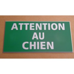 plaque gravée "ATTENTION AU CHIEN" finition biseautée format 48 x 100 mm