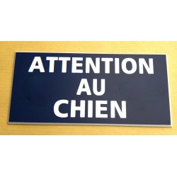 plaque gravée "ATTENTION AU CHIEN" finition biseautée format 48 x 100 mm