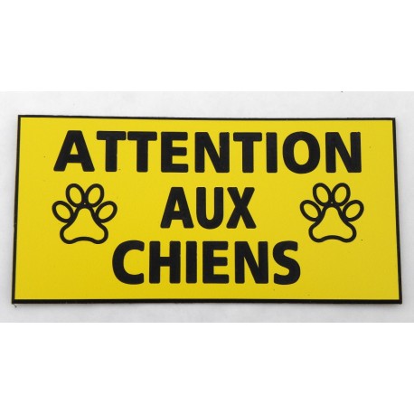 plaque gravée "ATTENTION AUX CHIENS" finition biseautée format 48 x 100 mm