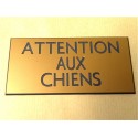 plaque gravée "ATTENTION AUX CHIENS" finition biseautée format 48 x 100 mm