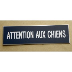 plaque "ATTENTION AUX CHIENS" bleu marine