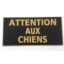 plaque adhésive "ATTENTION AUX CHIENS" noir et or