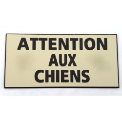 plaque adhésive ivoire "ATTENTION AUX CHIENS"