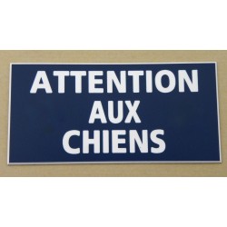 plaque adhésive "ATTENTION AUX CHIENS" couleur bleu marine