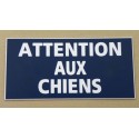 plaque adhésive "ATTENTION AUX CHIENS" couleur bleu marine