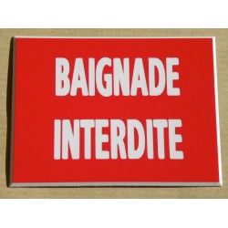 plaque adhésive "BAIGNADE INTERDITE" rouge