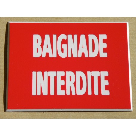 plaque adhésive "BAIGNADE INTERDITE" rouge