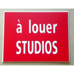 plaque adhésive "à louer STUDIOS" rouge