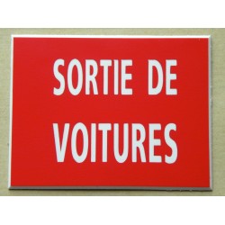 Plaque adhésive "SORTIE DE VOITURES" rouge