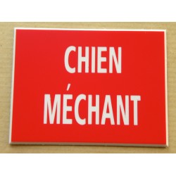 plaque adhésive "CHIEN MÉCHANT" format 50 x 75 mm