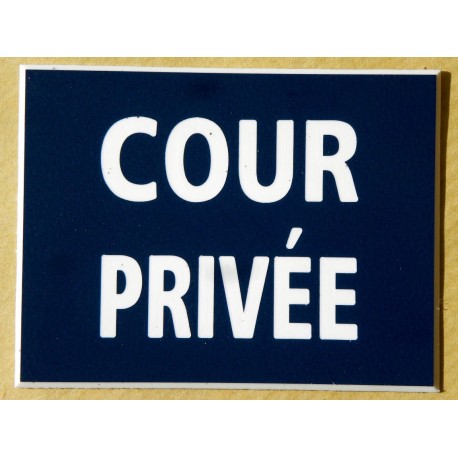 plaque COUR PRIVÉE bleu marine
