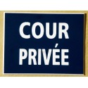 plaque COUR PRIVÉE bleu marine