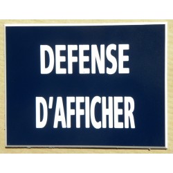 plaque adhésive "DEFENSE D'AFFICHER" bleu marine