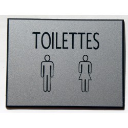 plaque adhésive "TOILETTES" argentée
