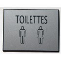 plaque adhésive "TOILETTES" argentée