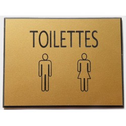 plaque adhésive "TOILETTES" dorée