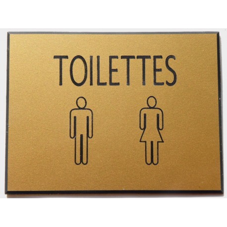 plaque adhésive "TOILETTES" dorée