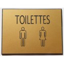 plaque adhésive "TOILETTES" dorée