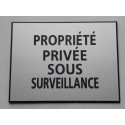 plaque adhésive "PROPRIÉTÉ PRIVÉE SOUS SURVEILLANCE" argentée