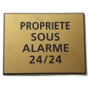 plaque adhésive "PROPRIÉTÉ SOUS ALARME 24/24" dorée