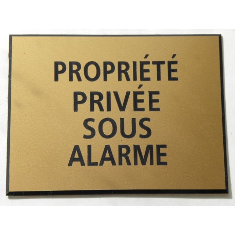 plaque adhésive "PROPRIÉTÉ PRIVÉE SOUS ALARME" dorée