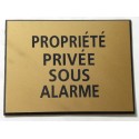 plaque adhésive "PROPRIÉTÉ PRIVÉE SOUS ALARME" dorée