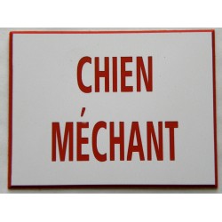 plaque adhésive boite au lettre "CHIEN MÉCHANT" format 50 x 75 mm