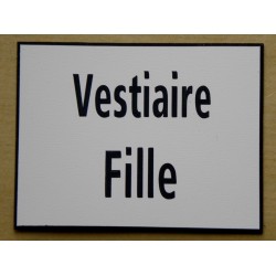 plaque adhésive "Vestiaire Fille" blanche