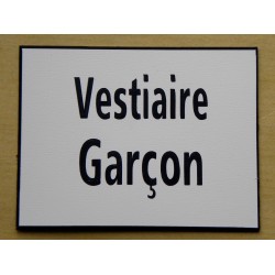 plaque adhésive "Vestiaire Garçon" blanche