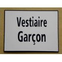 plaque adhésive "Vestiaire Garçon" blanche